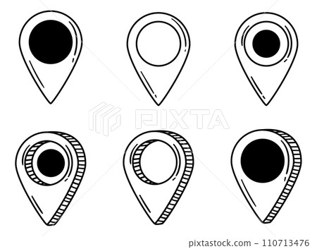 Collection of Hand Drawn Doodle Location Pins. Various Navigation Markers, Pinpoints and Tags for a Whimsical and Informative Touch 110713476