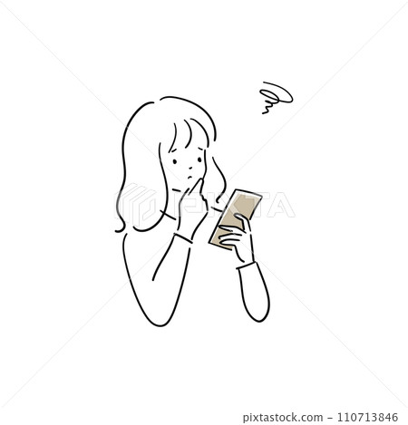 A young woman looking at her smartphone with a troubled face 110713846