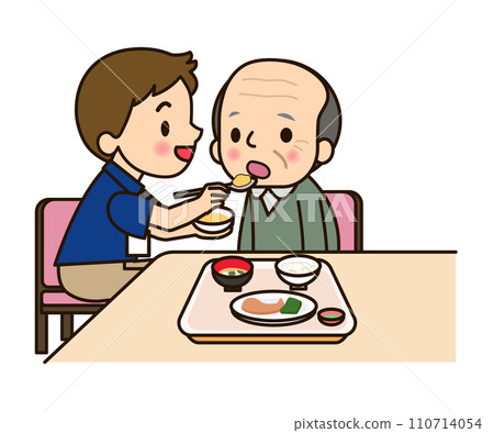 一名男子正在協助吃飯 110714054