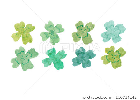 Modern style illustration of flowing 8-colored quatrefoil painted with transparent watercolors 110714142
