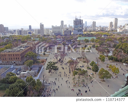 View towards the main enclosure from the observation deck of Osaka Castle's castle tower View towards the main enclosure from the observation deck of Osaka Castle's castle tower 110714377