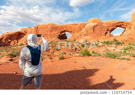 South and North Window Arch in Arches NP in Utah 110714754