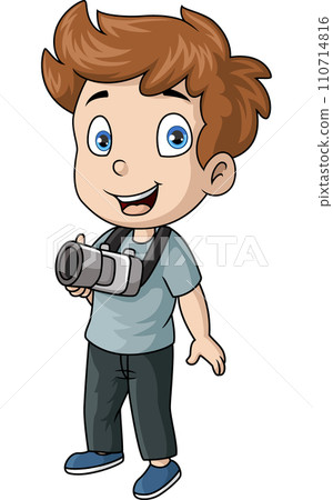 Cute little boy holding camera Cute little boy holding camera 110714816
