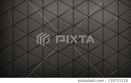 Black triangular abstract background. Dark Semigloss Wall background with tiles. Futuristic, High Tech, dark backdrop, with triangular block structure. tile Black blocks. 3D Render Black triangular abstract background. Dark Semigloss Wall background with tiles. Futuristic, High Tech, dark backdrop, with triangular block structure. tile Black blocks. 3D Render 110715158