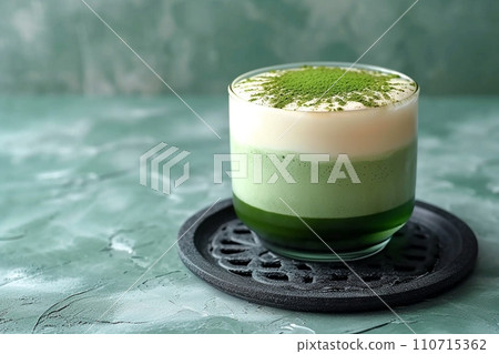 Traditional matcha set placed on a textured surface 110715362