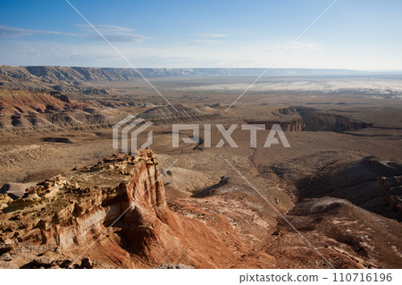 Monument rock view, Mangystau region landscape, Kokesem area, Kazakhstan. Monument rock view, Mangystau region landscape, Kokesem area, Kazakhstan. 110716196