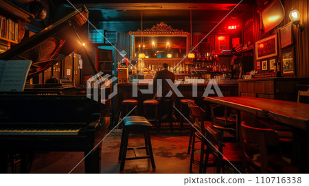 Vintage jazz bar music club interior Vintage jazz bar music club interior 110716338