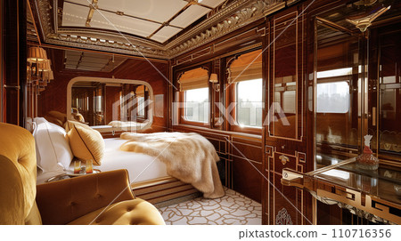 Interior of luxury suite in vintage train 110716356