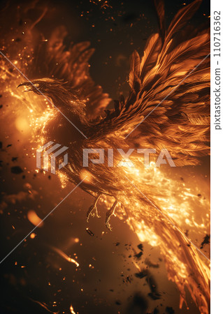 Phoenix mythical bird rising from the ashes 110716362