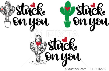 Valentines Day, Stuck On You, Heart, Love, Be Mine, Holiday, Vector Illustration File 110716592