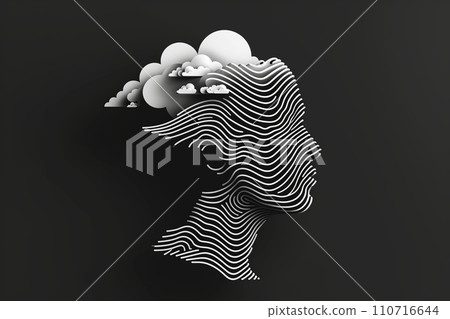 Heart art AI image 59 that abstractly and artistically expresses a troubled mind and complicated psychological state. 110716644