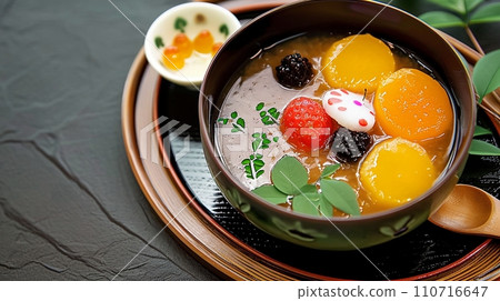 Gorgeous colorful mochi anmitsu 110716647