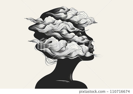 Heart art AI image 68 that abstractly and artistically expresses a troubled mind and complicated psychological state. 110716674