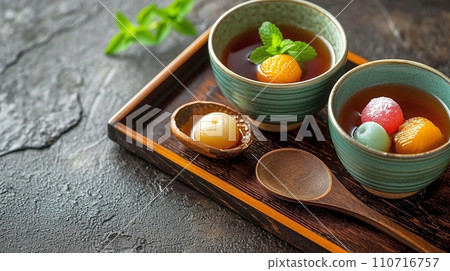 Gorgeous colorful mochi anmitsu 110716757