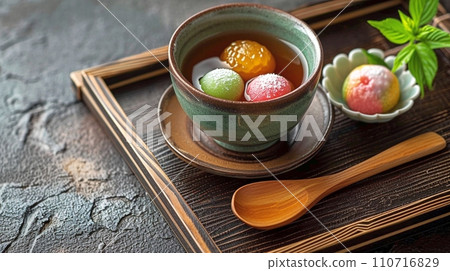Gorgeous colorful mochi anmitsu 110716829