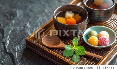 Gorgeous colorful mochi anmitsu 110716834