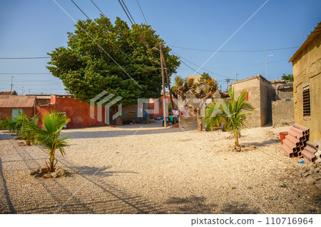 Street scene in Joal Fadiouth, Senegal, a village built on a unique shell island 110716964