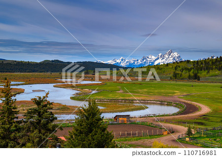 Snowy Grand Teton Mountains and Buffalo Fork of the Snake River Snowy Grand Teton Mountains and Buffalo Fork of the Snake River 110716981