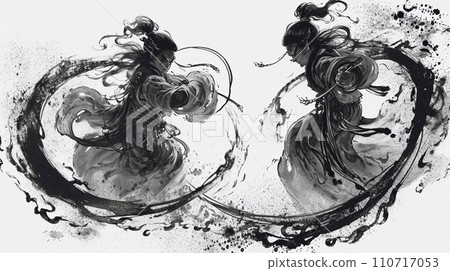 描繪古代武士的動態墨畫 110717053