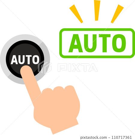 Finger pressing the auto button, auto mode 110717361
