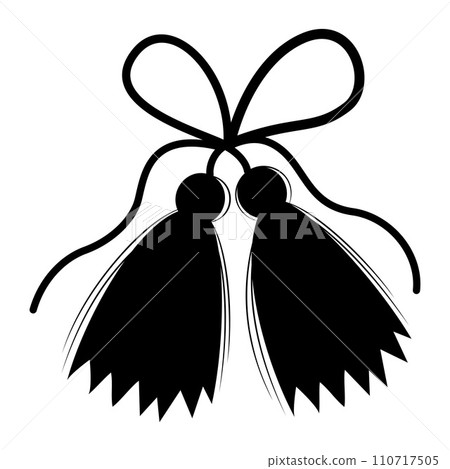 Martisor talisman. Silhouette traditional accessory Martenitsa. Baba Marta Day. spring holiday. Vector black hand drawing. 110717505