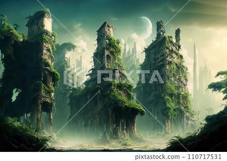 Fantasy of a city eroded by nature Fantasy of a city eroded by nature 110717531