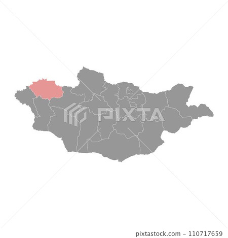 Uvs province map, administrative division of Mongolia. Vector illustration. Uvs province map, administrative division of Mongolia. Vector illustration. 110717659