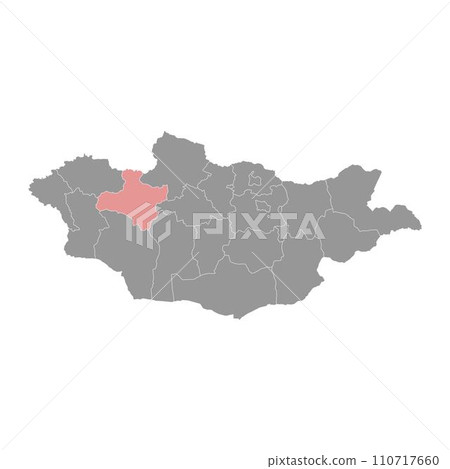 Zavkhan province map, administrative division of Mongolia. Vector illustration. Zavkhan province map, administrative division of Mongolia. Vector illustration. 110717660
