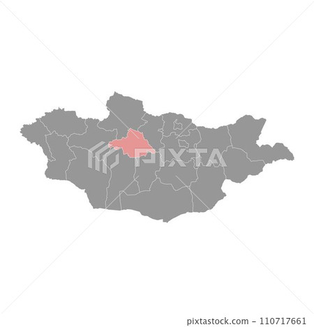 Arkhangai province map, administrative division of Mongolia. Vector illustration. Arkhangai province map, administrative division of Mongolia. Vector illustration. 110717661