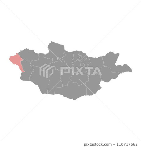 Bayan Olgii province map, administrative division of Mongolia. Vector illustration. Bayan Olgii province map, administrative division of Mongolia. Vector illustration. 110717662