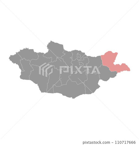 Dornod province map, administrative division of Mongolia. Vector illustration. Dornod province map, administrative division of Mongolia. Vector illustration. 110717666