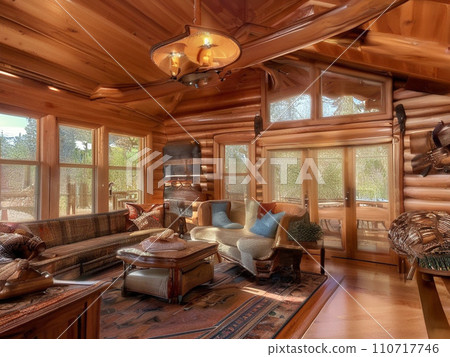 Stylish log house luxury interior 110717746