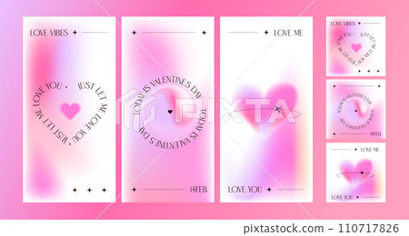 Modern social media design templates of Valentines day and Love card, banner, poster, cover set. Trendy minimalist aesthetic with blur gradients and typography, y2k romantic backgrounds. Vector eps10 Modern social media design templates of Valentines day and Love card, banner, poster, cover set. Trendy minimalist aesthetic with blur gradients and typography, y2k romantic backgrounds. Vector eps10 110717826