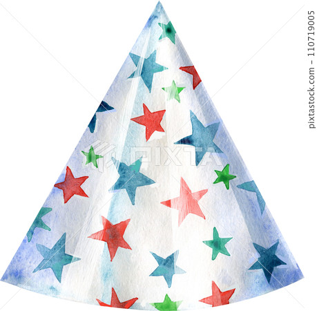 Party hat. Watercolor illustration. Birthday element Party hat. Watercolor illustration. Birthday element 110719005