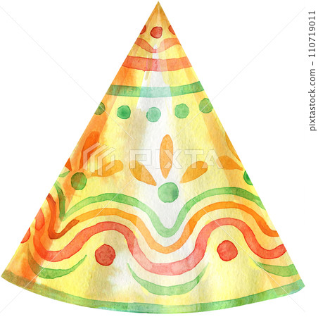 Party hat. Watercolor illustration. Birthday element 110719011
