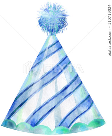 Party hat. Watercolor illustration. Birthday element 110719024
