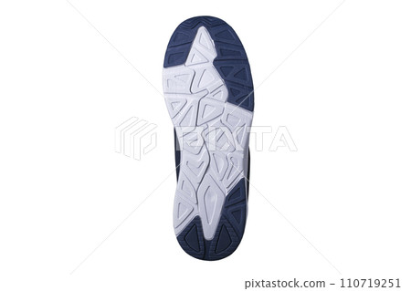 The rubber sole of the shoes is white and blue. The rubber sole of the shoes is white and blue. 110719251