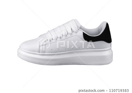 White sneaker on a white background.Sports shoes. 110719383
