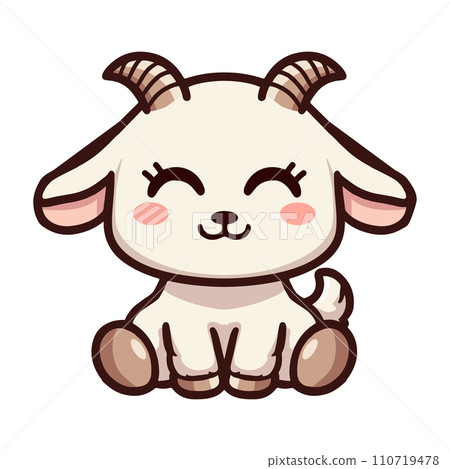Happy goat siting with horn vector 110719478
