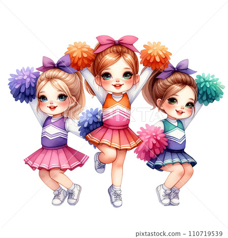 american football cheerleaders watercolor clipart. Ai Generate 110719539