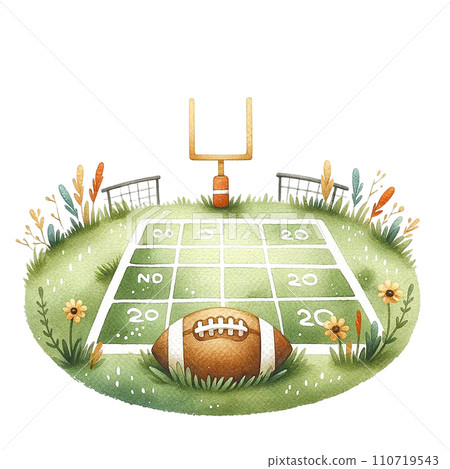 Football field watercolor clipart. Ai Generate 110719543