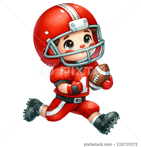 American football Player in action clipart watercolor. Ai Generate American football Player in action clipart watercolor. Ai Generate 110719572
