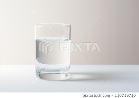 Glass of clean water on a white table 110719710
