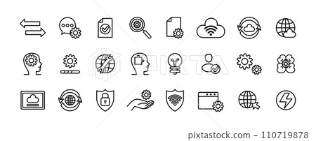 Software icon. Line symbols. Technician maintenance. Operate code. Browser deploy. DevOps test. Monitor process model. Digital product release. PC repair tool. Agile build plan. Vector tidy signs set Software icon. Line symbols. Technician maintenance. Operate code. Browser deploy. DevOps test. Monitor process model. Digital product release. PC repair tool. Agile build plan. Vector tidy signs set 110719878