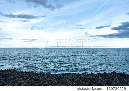 beautiful sea and blue sky with clouds in Hang Rai, Ninh Thuan 110720629
