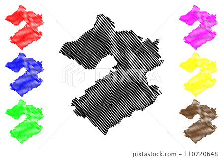 Karauli district (Rajasthan State, Republic of India) map vector illustration, scribble sketch Karauli map 110720648