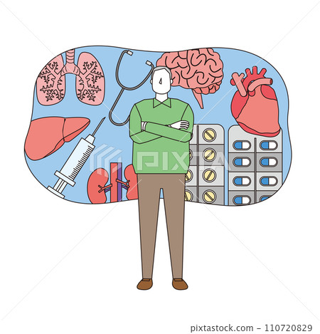 老人與醫療保健的形象說明 110720829