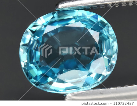 natural blue zircon gem on the background 110722487