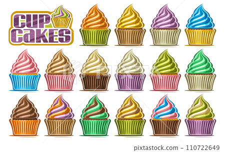 Vector Cupcake Set 110722649