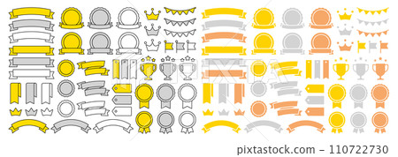 Decorative icon set related to awards such as ribbons vector illustration 110722730